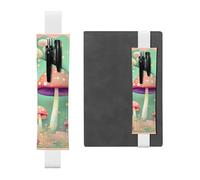LiuMng Porte-stylo réglable, marque-page avec bande élastique noire, motif champignon de rêve, pochette à crayons en cuir, pour journal et carnet de notes, blanc, Taille unique, Porte-stylo réglable
