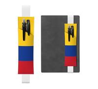LiuMng Porte-stylo réglable, marque-page avec bande élastique noire, motif drapeau de la Colombie, pochette à crayons en cuir, pour journal ou carnet, blanc, Taille unique, Porte-stylo réglable pour