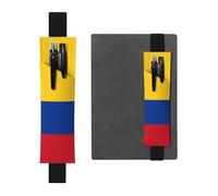 LiuMng Porte-stylo réglable, marque-page avec bande élastique noire, motif drapeau de la Colombie, pochette à crayons en cuir, pour journal ou carnet
