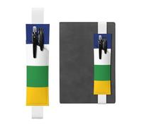 LiuMng Porte-stylo réglable, marque-page avec bande élastique noire, motif drapeau de l'Afrique centrale, pochette à crayons en cuir, pour journal ou carnet, blanc, Taille unique, Porte-stylo réglable