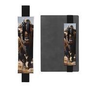 LiuMng Porte-stylo réglable, marque-page avec bande élastique noire, motif troupeau de bison d'Amérique du Nord, pochette à crayons en cuir, pour journal ou carnet