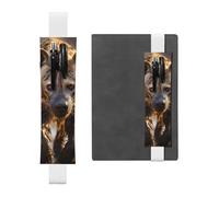 LiuMng Porte-stylo réglable, marque-page avec bande élastique noire, pochette à crayons en cuir imprimé hyène solitaire, pour journal ou carnet de notes, blanc, Taille unique, Porte-stylo réglable
