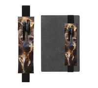 LiuMng Porte-stylo réglable, marque-page avec bande élastique noire, pochette à crayons en cuir imprimé hyène solitaire, pour journal ou carnet de notes, Noir , Taille unique, Porte-stylo réglable