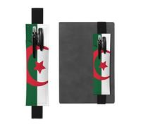 LiuMng Porte-stylo réglable, noir bande élastique marque-page, drapeau de l'Algérie imprimé drapeau de l'Algérie Pochette à crayons en cuir pour journal Notebook
