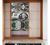 LiuMng Rideau de porte en tissu - Panneau de tapisserie Fengshui à motifs de billets de banque pour l'intimité - Isolation thermique - Occultant - 86,4 x 142,2 cm