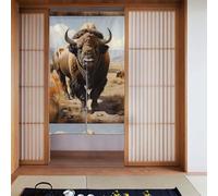 LiuMng Rideau de porte en tissu - Panneau de tapisserie Fengshui - Motif troupeau de bison d'Amérique du Nord pour l'intimité - Isolation thermique - Occultant - 86,4 x 142,2 cm