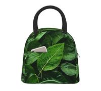 LiuMng Sac à déjeuner isotherme pour homme et femme - Sac à déjeuner avec poche avant, motif feuilles vertes et noires, pour le travail, le pique-nique