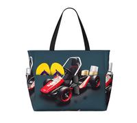 LiuMng Sac de plage de grande capacité - Sac de voyage imperméable imprimé Mini Kart multi-poches fourre-tout pour vacances, gym, femme, noir, taille unique