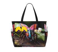 LiuMng Sac de plage grande capacité - Sac de voyage imperméable imprimé insectes étranges multi-poches fourre-tout pour les vacances, la salle de sport pour femmes