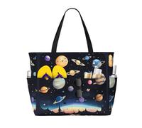 LiuMng Sac de plage grande capacité - Sac de voyage imperméable imprimé Saturne Jupiter Earth multi-poches pour les vacances, la salle de sport pour femmes