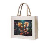 LiuMng Sac fourre-tout en toile pour femme/sac à main personnalisé/beau sac d'épicerie imprimé couple d'hippocampes, pour amis, sœurs, cadeaux