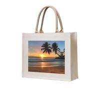 LiuMng Sac fourre-tout en toile pour femme/sac à main personnalisé/sac d'épicerie imprimé coucher de soleil sur la plage, pour amis, sœurs, cadeaux