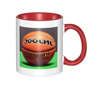 LiuMng Tasse à café avec fond de basket-ball - Tasse en céramique double couleur - Tasse à thé - Impression rouge - Tasses amusantes pour la maison et le bureau - 325 ml