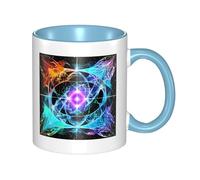 LiuMng Tasse à café en céramique à huit dimensions - Tasse à thé en céramique - Imprimé bleu ciel - Tasses amusantes pour la maison et le bureau - 325 ml