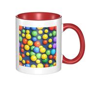 LiuMng Tasse à café en céramique double couleur avec boules colorées - Tasse à thé - Impression rouge - Tasses amusantes pour la maison et le bureau - 325 ml
