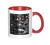 LiuMng Tasse à café en céramique double couleur avec motif cœur mystérieux noir, impression rouge, pour la maison et le bureau, 325 ml