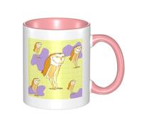 LiuMng Tasse à café en céramique double couleur avec motif hibou debout Rose 325 ml