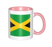 LiuMng Tasse à café en céramique double couleur drapeau de la Jamaïque - Tasse à thé - Imprimé rose - Pour la maison et le bureau - 325 ml