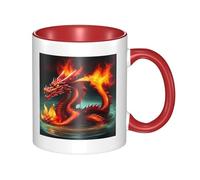 LiuMng Tasse à café en céramique double couleur motif Roi dragon dans le feu, tasse à thé, tasse drôle pour la maison et le bureau, 325 ml