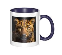 LiuMng The deep-eyed leopard Tasse à café double couleur en céramique tasse à thé tasse à boire tasse à thé bleu marine tasses drôles pour la maison et le bureau 325 ml