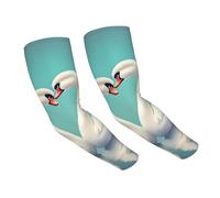 LiuMng The Swan in Love Manchons de bras rafraîchissants avec imprimé - Protection UV contre le soleil - Compression pour la course à pied, le cyclisme et les activités de plein air, noir, taille