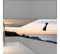 LIUNADM Brise Vue 100 x 340 cm Hdpe, Respirant, Vent, UV Résistant Filet D’Ombrage avec Attaches de Câble Œillets, Résistant Aux Déchirures pour Balcon Jardin Terrain, Gris Clair