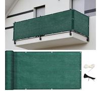 LIUNADM Brise Vue 40 x 120 cm Hdpe, Respirant, Vent, UV Résistant Cache Vue Balcon avec Attaches de Câble Œillets, Résistant Aux Intempéries pour Jardin, Balcon, Vert Foncé