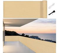 LIUNADM Brise Vue 55 x 370 cm Hdpe, Respirant, Vent, UV Résistant Filet D’Ombrage avec Attaches de Câble Œillets, Résistant Aux Déchirures pour Balcon Jardin Terrain, Jaune Sable