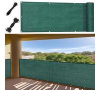 LIUNADM Brise Vue 90 x 340 cm Hdpe, Respirant, Vent, UV Résistant Écran de Balcon avec Attaches de Câble Œillets, Résistant Aux Déchirures pour Jardin, Balcon, Vert Foncé