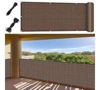 LIUNADM Brise Vue 90 x 440 cm Hdpe, Respirant, Vent, UV Résistant Écran de Balcon avec Attaches de Câble Œillets, Résistant Aux Déchirures pour Jardin, Balcon, Brun