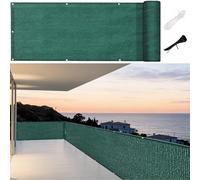 LIUNADM Brise Vue Balcon 120 x 400 cm Protection UV, Coupe-Vent, Respirant Brise Vent Terrasse avec Attaches de Câble Œillets, Résistant Aux Déchirures pour Balcon Jardin Terrain, Vert Foncé