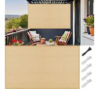LIUNADM Brise Vue Balcon 125 x 520 cm Protection UV, Résistant Aux Contre Vent Brise Vue Renforcé avec Attaches de Câble et Cordons pour Jardin Extérieur, Jaune Sable