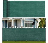 LIUNADM Brise Vue Balcon 65 x 450 cm Hdpe, Respirant, Vent, UV Résistant Écran D'Intimité avec Attaches de Câble Œillets, Résistant Aux Déchirures pour Balcon Jardin Terrain, Vert Foncé