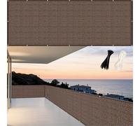 LIUNADM Brise Vue Balcon 75 x 210 cm Protection UV, Coupe-Vent, Respirant Brise Vent Terrasse avec Attaches de Câble Œillets, Résistant Aux Déchirures pour Balcon Jardin Terrain, Brun