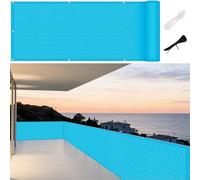 LIUNADM Brise Vue Balcon 75 x 350 cm Protection UV, Coupe-Vent, Respirant Brise Vent Terrasse avec Attaches de Câble Œillets, Résistant Aux Déchirures pour Balcon Jardin Terrain, Bleu Ciel