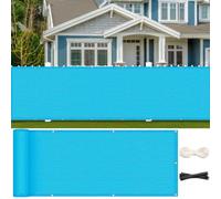 LIUNADM Brise Vue Balcon 90 x 360 cm Hdpe, Respirant, Vent, UV Résistant Clôture d'ombrage avec Attaches de Câble Œillets, Résistant Aux Intempéries pour Balcon Jardin Terrain, Bleu Ciel