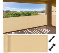 LIUNADM Brise Vue Balcon 90 x 530 cm Protection UV, Coupe-Vent, Respirant Bâche de Balcon Brise-Vue avec Attaches de Câble Œillets, Résistant Aux Intempéries pour Jardin, Jaune Sable