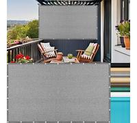 LIUNADM Brise Vue Balcon 90 x 540 cm Protection UV, Résistant Aux Contre Vent Brise Vue Renforcé avec Attaches de Câble et Cordons pour Jardin Extérieur, Gris Clair