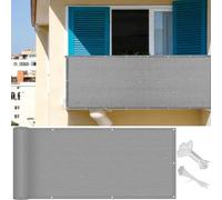 LIUNADM Brise Vue Balcon 95 x 500 cm Hdpe, Respirant, Vent, UV Résistant Écran de Balcon avec Attaches de Câble Œillets, Résistant Aux Intempéries pour Jardin Terrain, Gris Clair