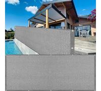 LIUNADM Brise Vue Balcon Exterieur 45 x 140 cm Protection Solaire, Respirabilité, Protection UV Brise Vue Occultant, Pare Vue Balcon avec Œillets, Corde, sur Mesure pour Jardin, Terrasse, Gris Clair