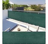 LIUNADM Cache Vue Balcon, Filet D’Ombrage 105 x 880 cm Protection La Vie Privée, Opaque, UV Brise Vue pour Balcon Hauteur avec Trous et Serre Câbles pour Terrasse Jardin, Vert Foncé