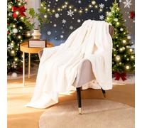 LIUNADM Couverture Polaire 125 x 150 cm Flanelle en Microfibre Douillette Extra Large Couverture Plaid Canape Polaire Douce pour Canapé et Lit Chambre à Coucher Bureau, Blanc cassé