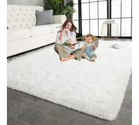 LIUNADM Moderne à Poils Longs 160 x 240 cm Intérieur Moelleux Épais, Long Shaggy Tapis de Salon Shaggy pour Salon Chambre, Blanc