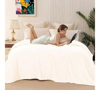 LIUNADM Plaid Couverture Polaire 90 x 220 cm Toutes Les Saisons, Doux et Chaude, Pelucheux et Léger Couverture Polaire Moelleuse pour Chambre à Coucher, Salon, Bureau, Blanc