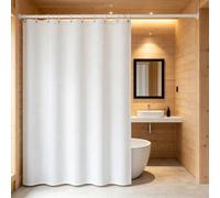 LIUNADM Rideau Douche 120 x 210 cm Imperméable Anti-Moisissures Polyester Rideaux de Douche Modern avec Œillets et Crochets pour Baignoire, Salle de Bain, Blanc