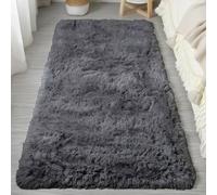 LIUNADM Tapis Chambre Shaggy 50 x 90 cm Décoration Intérieure, Antidérapant Descente de Lit Chambre Grande Taille Salon, à Coucher, Gris