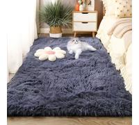 LIUNADM Tapis Moelleux à Poils Courts 50 x 140 cm Poils Longs, Lavable, Extra Large, Moderne Tapis de Sol Grand pour Chambre à Coucher, Gris