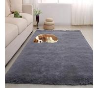 LIUNADM Tapis Salon Shaggy 150 x 170 cm Super Doux, Shaggy Doux et Confortable Tapis Salon Moderne à Poils Courts pour Chambre, Gris