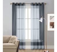 LIUNADM Translucides Voilage à Oeillets Rideaux 100 x 220 cm Oeillets Isolation Lumiere Anti UV Decoration Panneaux de Rideaux Intérieurs avec Oeillets pour Porte Salon Chambre Cuisine Dressing, Gris