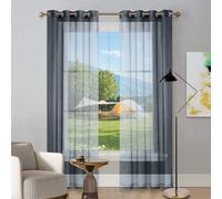 LIUNADM Translucides Voilage à Oeillets Rideaux 150 x 250 cm Demi Transparent, Polyester, Plusieurs Tailles Intérieurs Rideaux, Rideaux pour Chambre, Salon, Maison, Gris